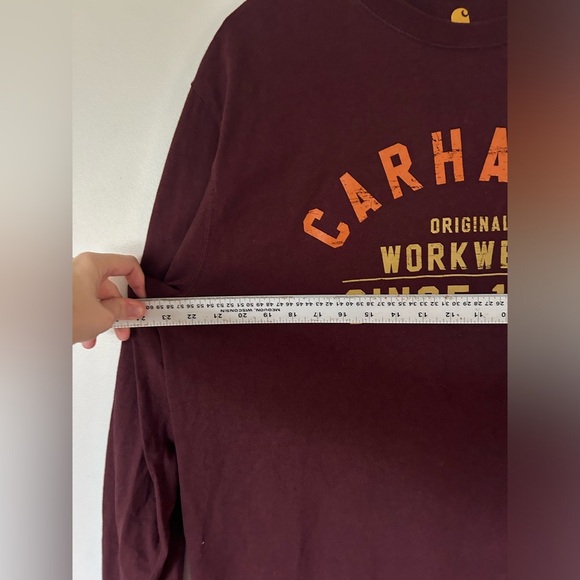 Burgundy Carhartt Long Sleeve Tee Size Large - Picture 4 of 6